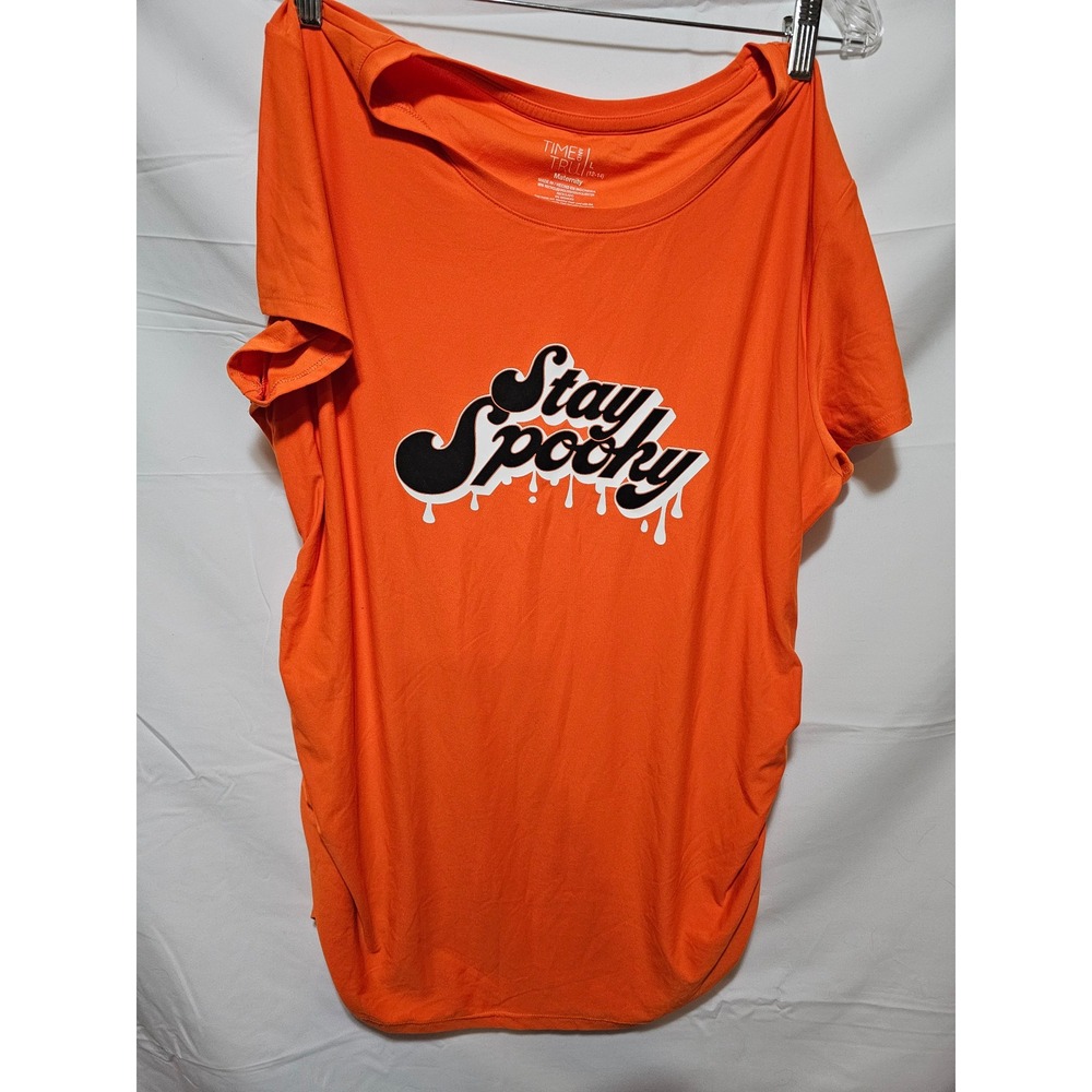 Time and Tru Maternity Orange Stay Spooky‎ Halloween T Shirt Large